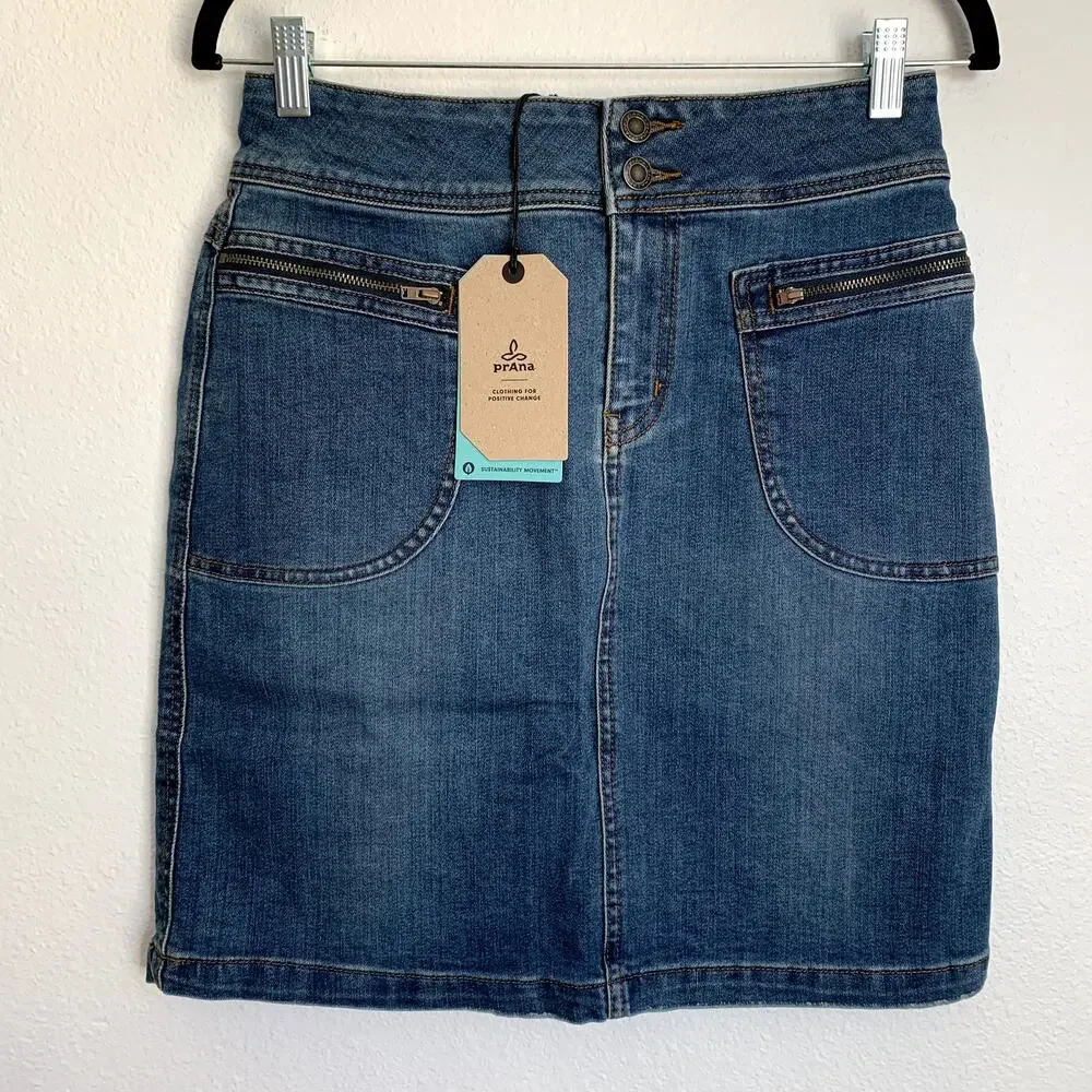 NWT Prana Broadway Denim Skirt in True Blue‎